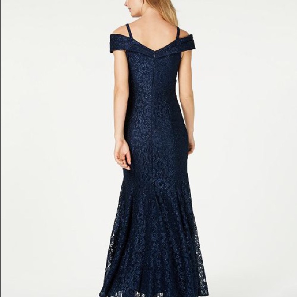 R & M Richards off the shoulder lace gown